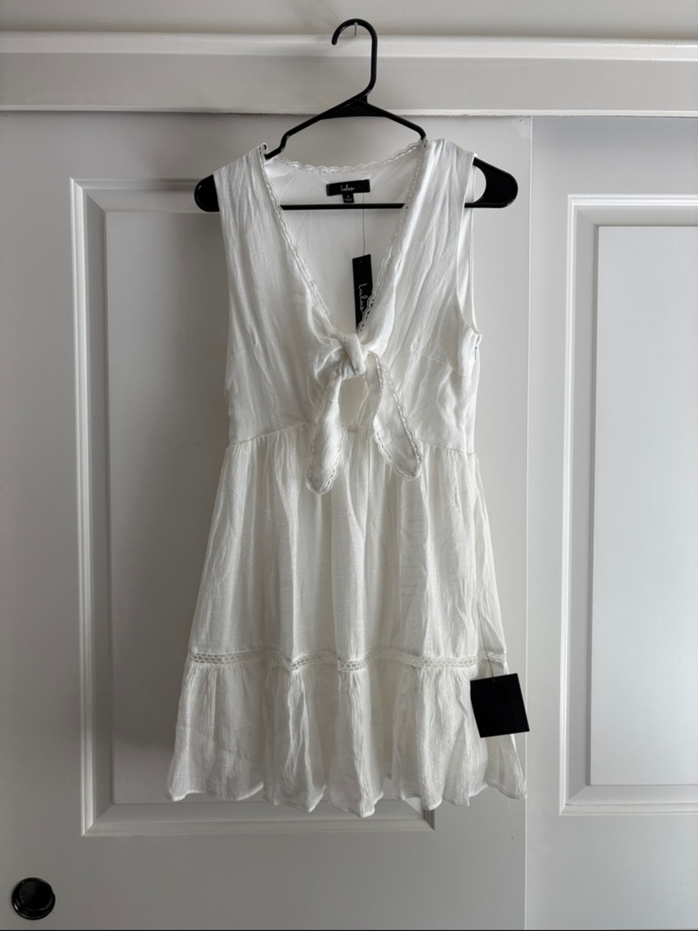 Lulu's White Tie-Front Sleeveless Mini Dress